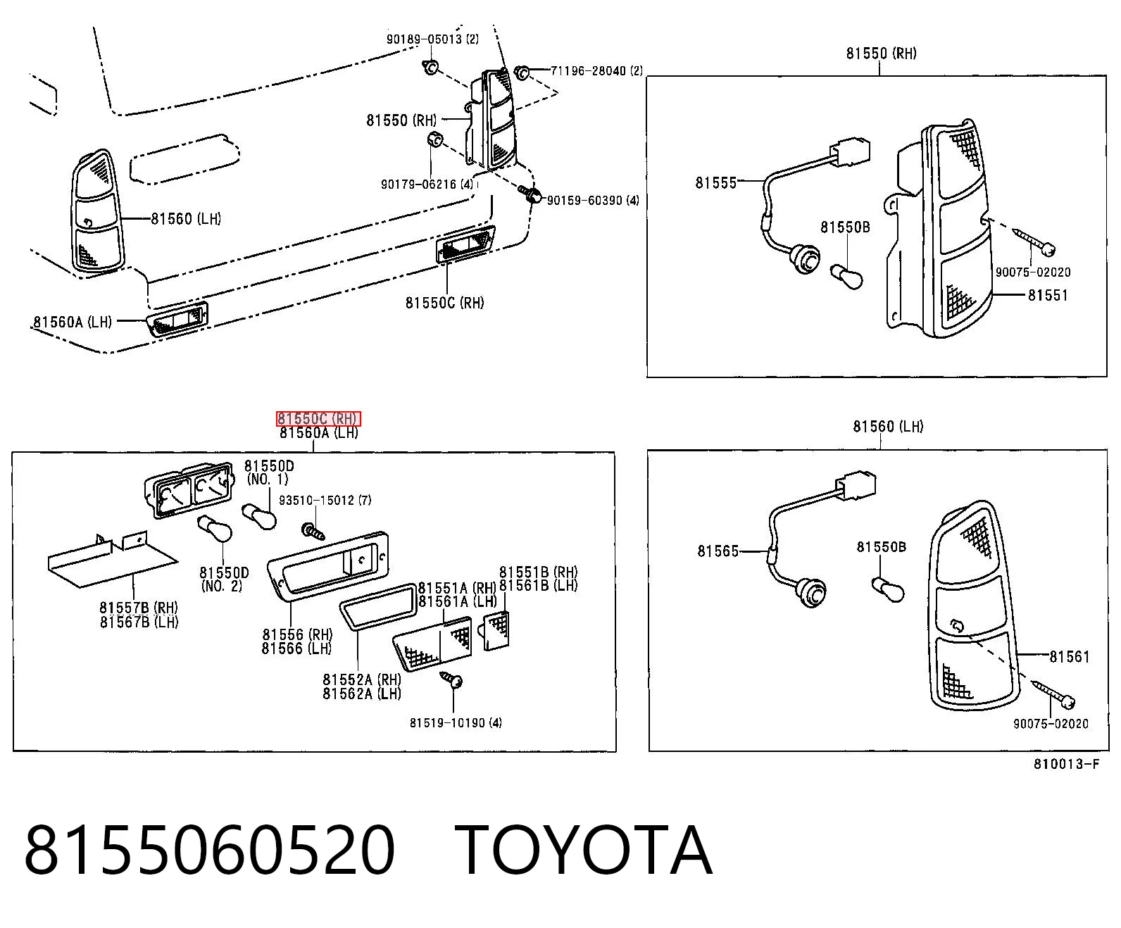 8155060520 Toyota Lampa zespolona zderzaka tylnego prawa