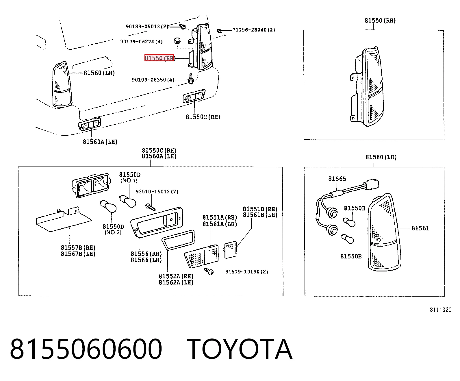 Lampa zespolona tylna prawa Toyota Land Cruiser 90