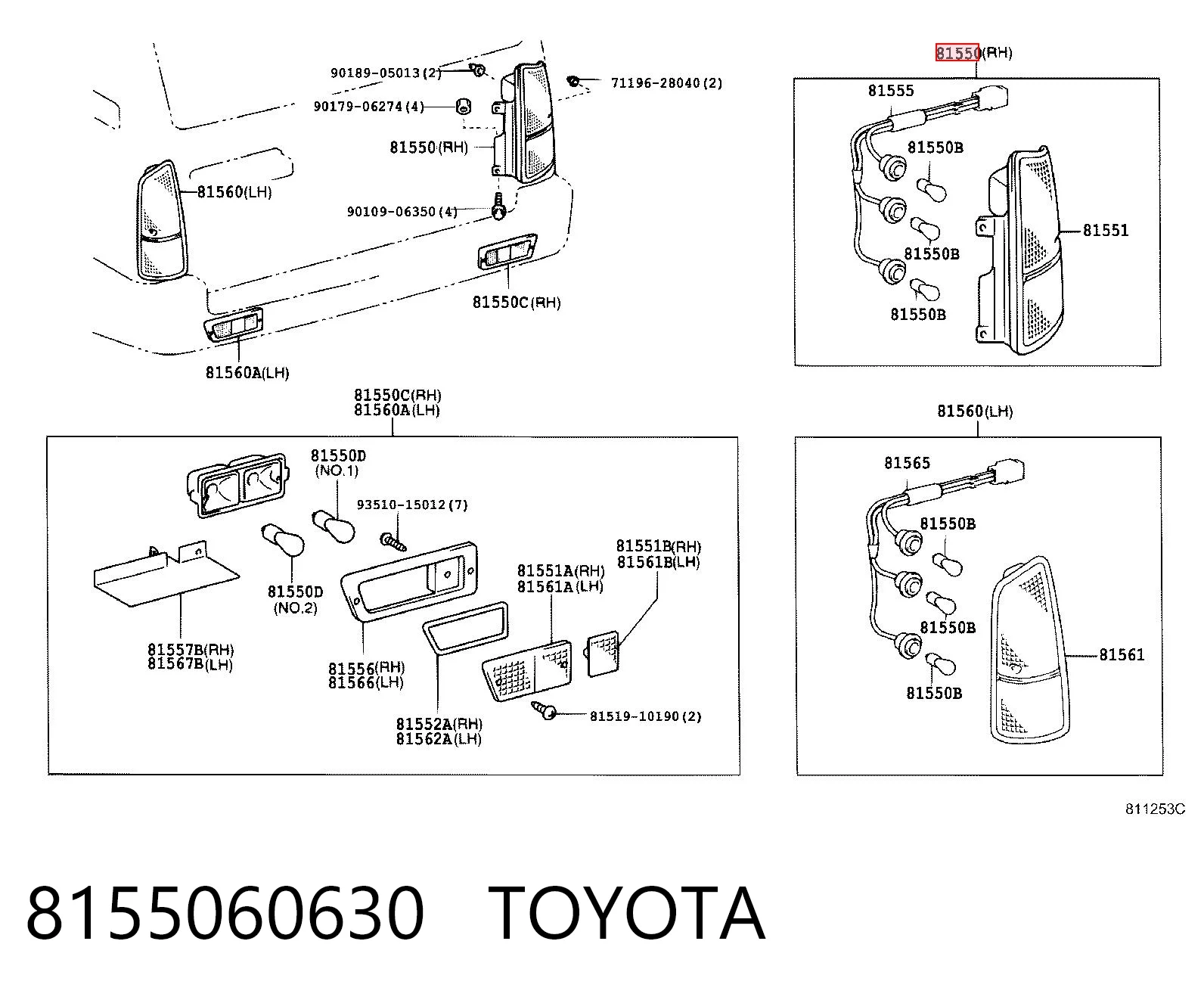 Lampa zespolona tylna prawa do Toyota Land Cruiser 90 J9