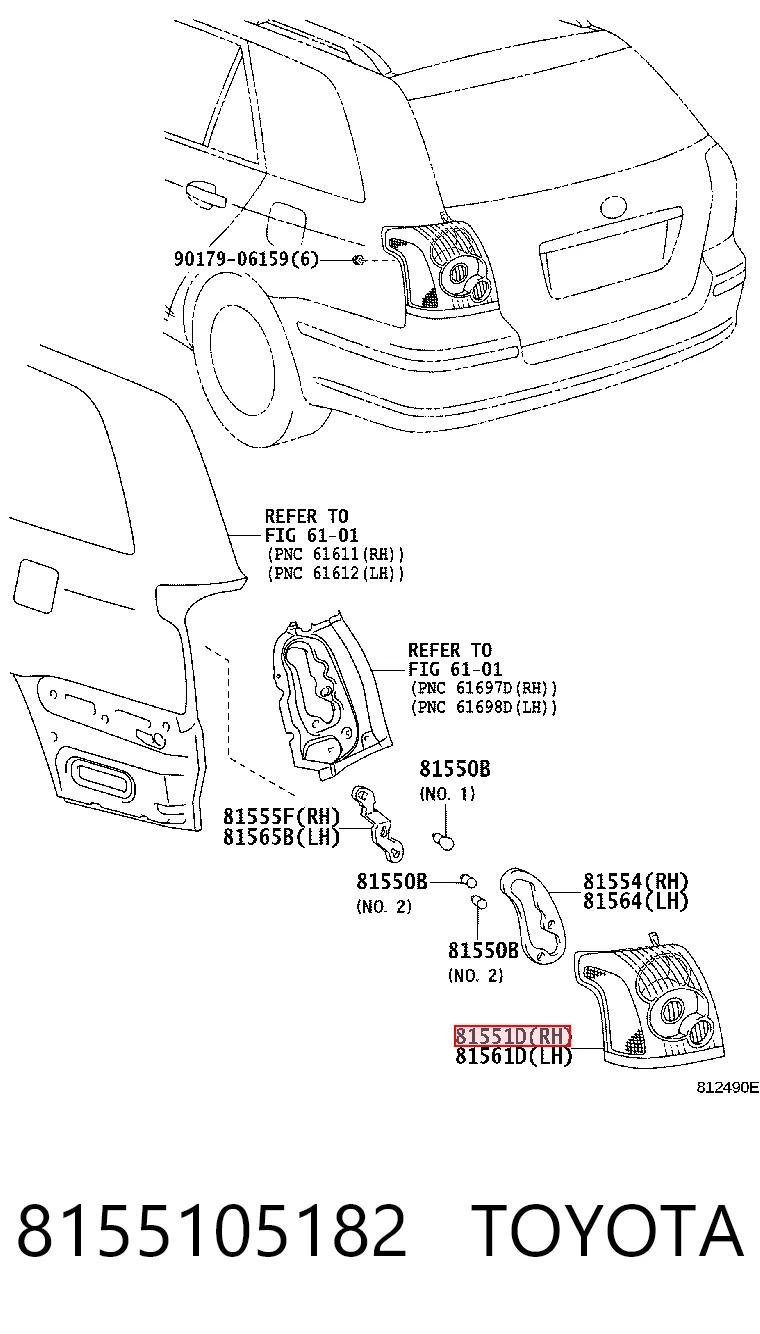 Lampa zespolona tylna prawa Toyota Avensis II kombi (T25) (2003 - 2008) cena, od 151,71 USD