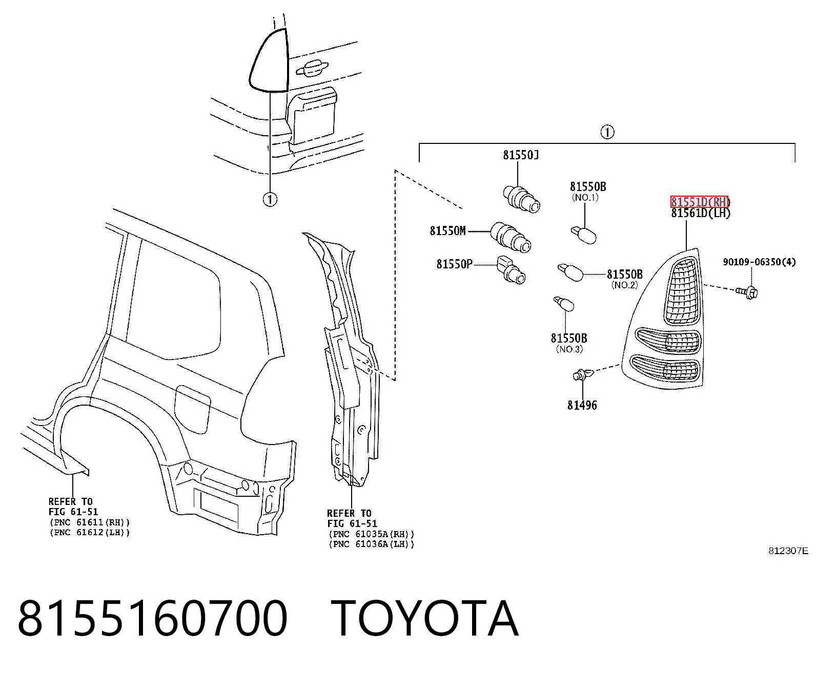 8155160700 Toyota Lampa zespolona tylna prawa