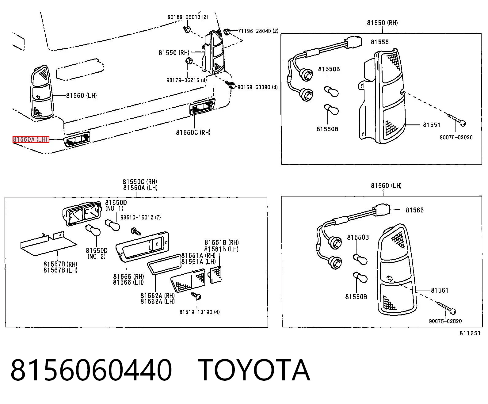 8156060440 Toyota Lampa zespolona zderzaka tylnego lewa