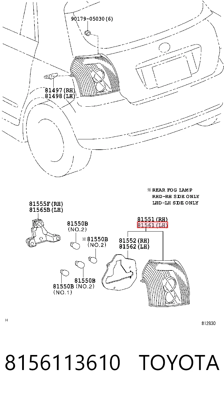 8156113610 Toyota Lampa zespolona tylna lewa