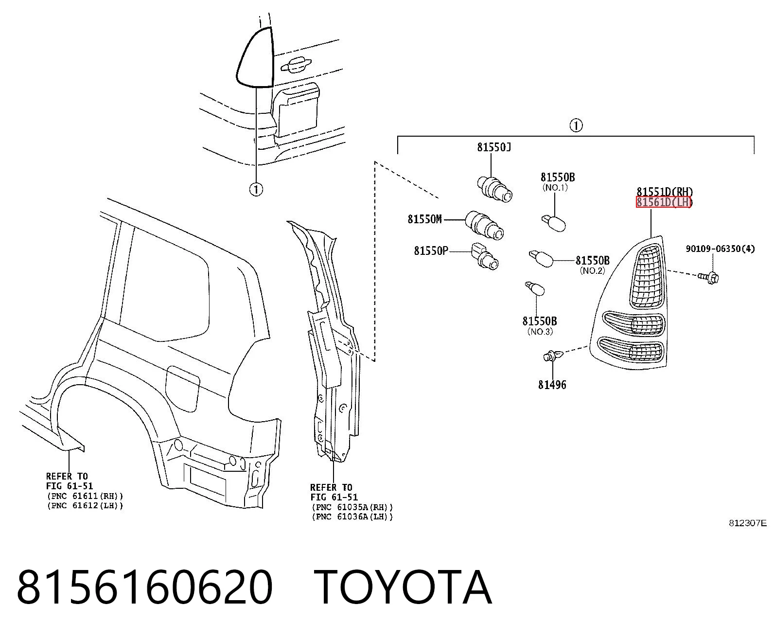 8156160620 Toyota Lampa zespolona tylna lewa