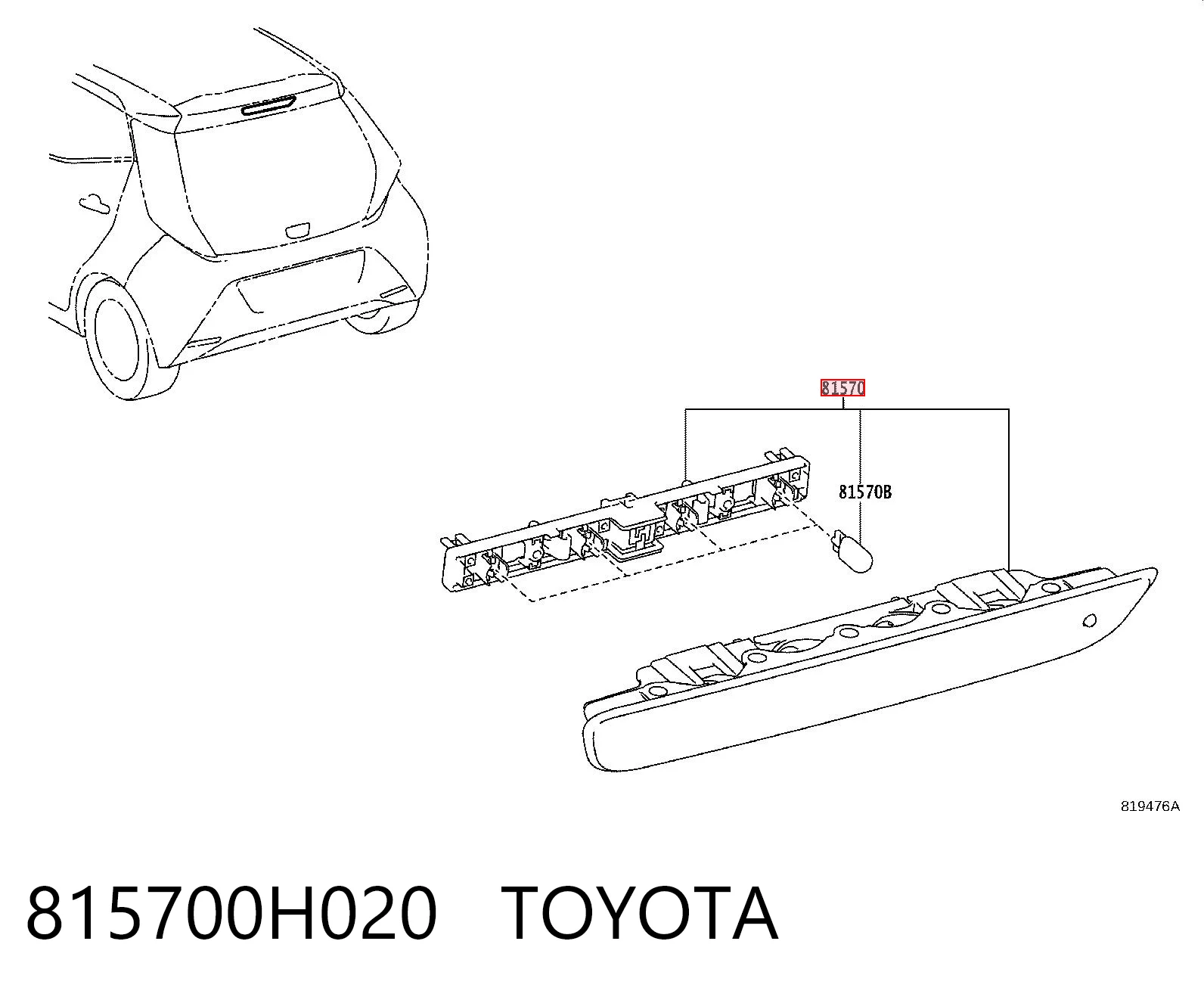 815700H020 Toyota Lampa stop tylna dodatkowa