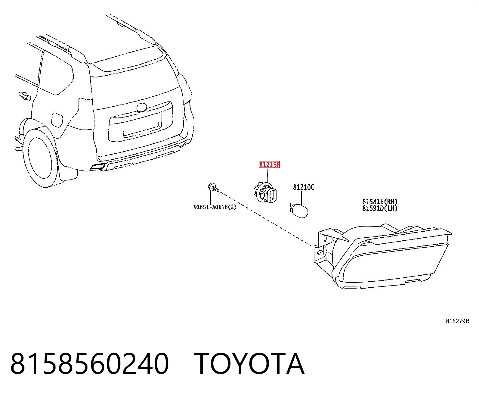 8158560240 Toyota Gniazdo lampy zespolonej tylnej