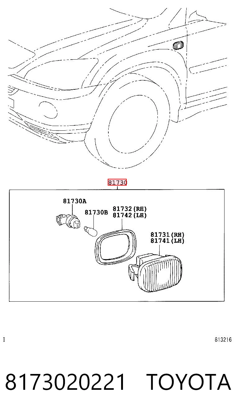 Powtarzacz kierunkowskazu na błotniku do Toyota Previa  ACR3
