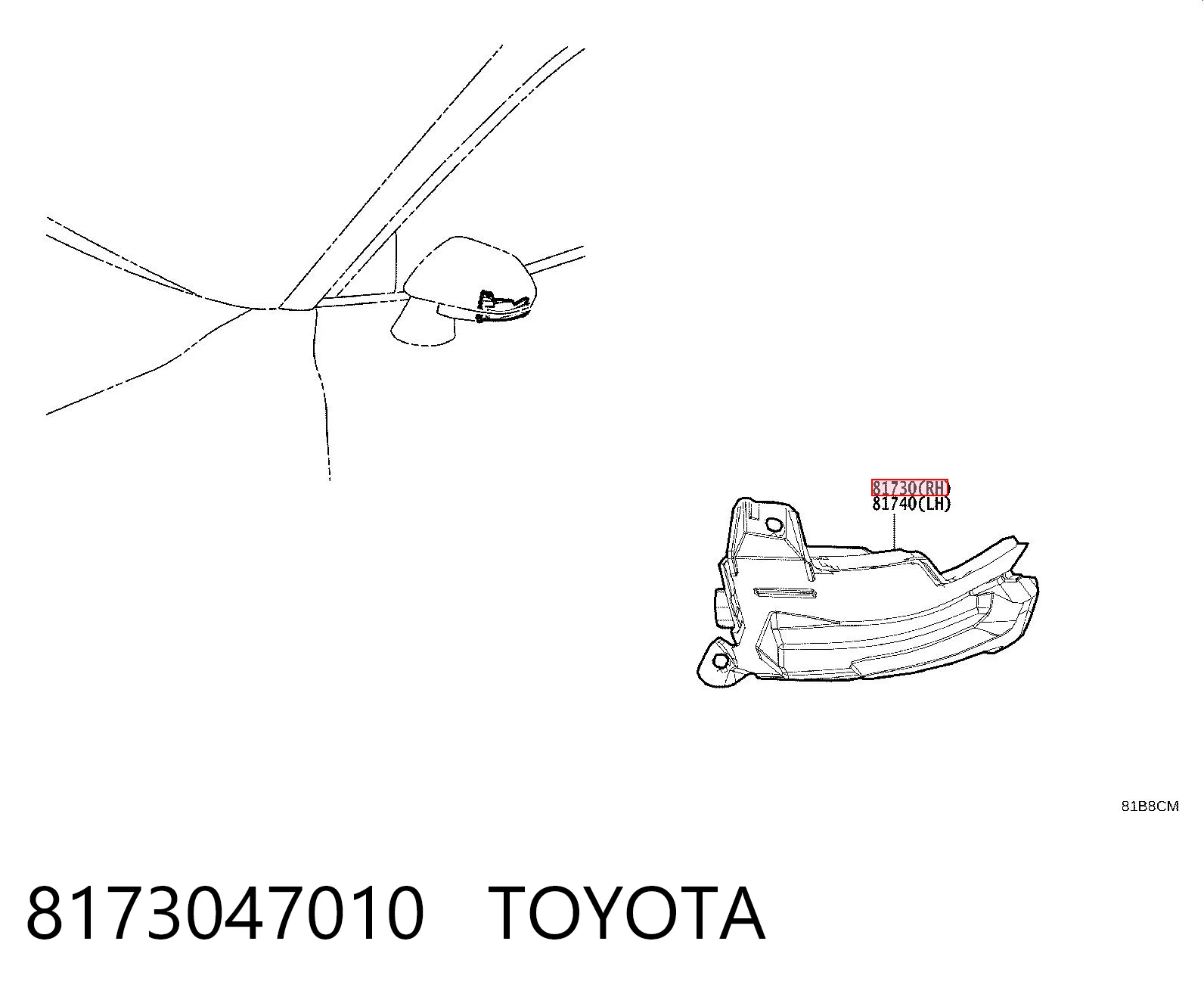8173047010 Toyota Kierunkowskaz lusterka prawy