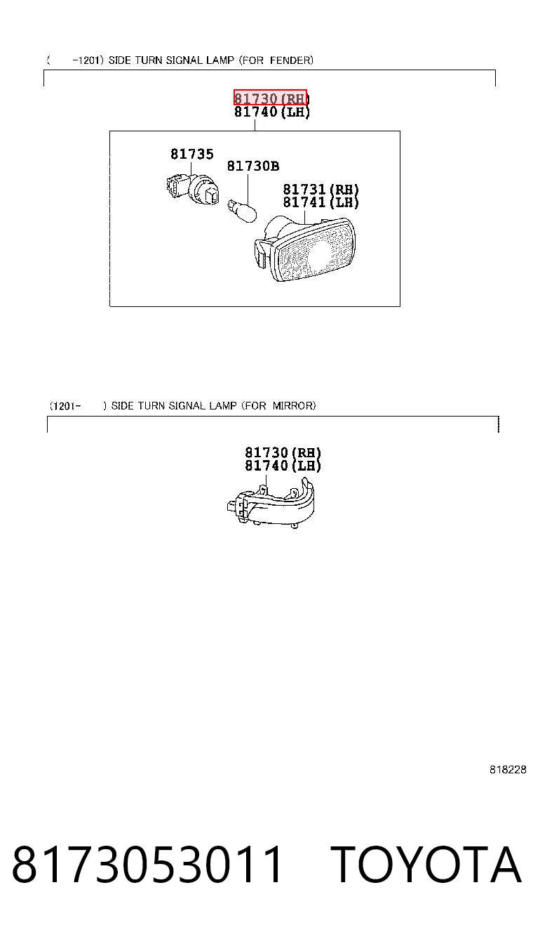 8173053011 Toyota Powtarzacz kierunkowskazu na błotniku