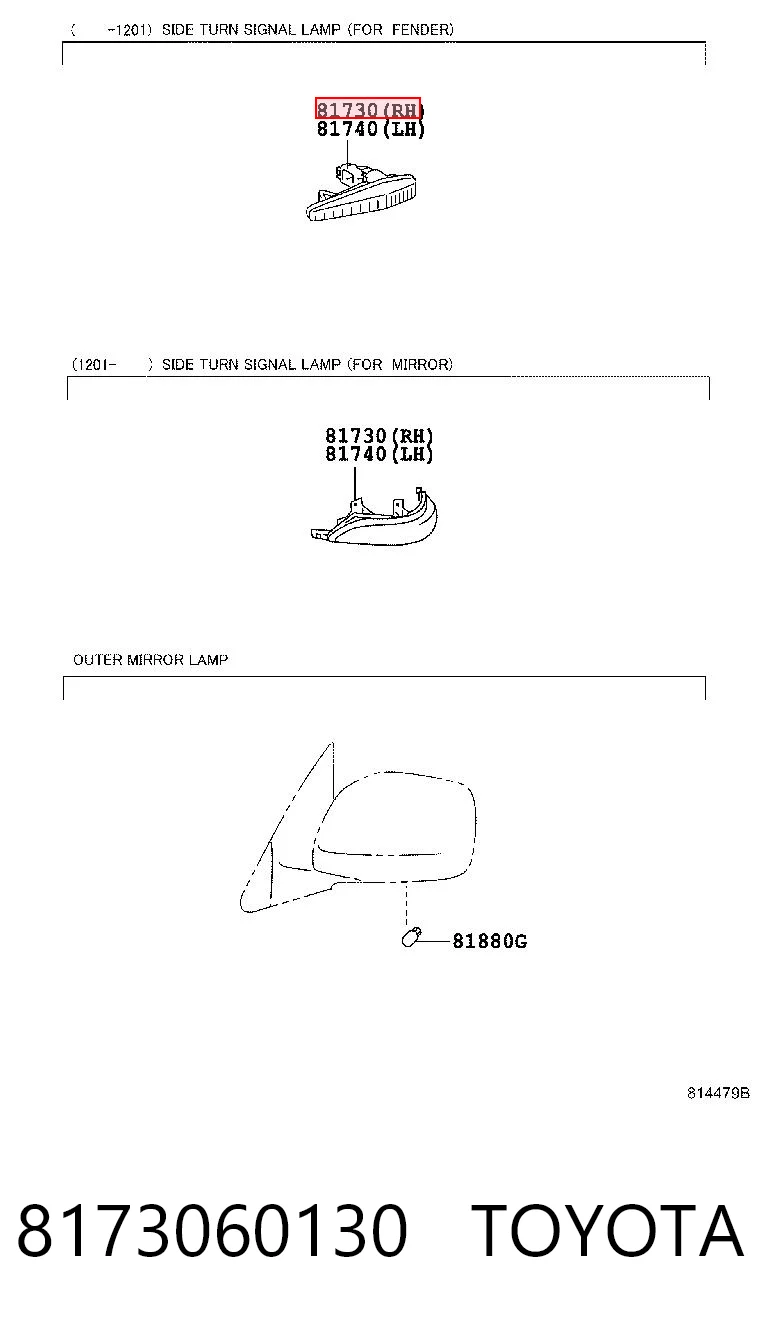 8173060130 Toyota Kierunkowskaz lusterka prawy