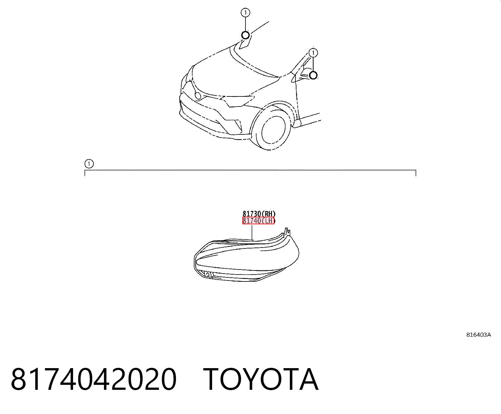 8174042020 Toyota Kierunkowskaz lusterka lewy