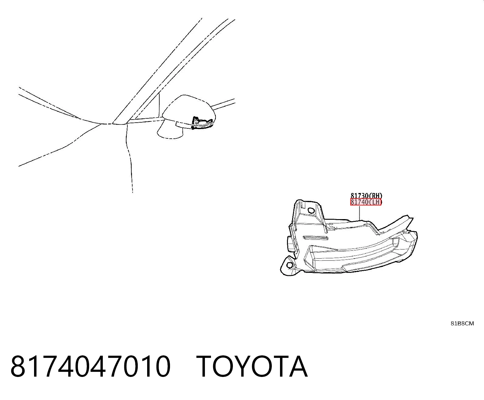 8174047010 Toyota Kierunkowskaz lusterka lewy