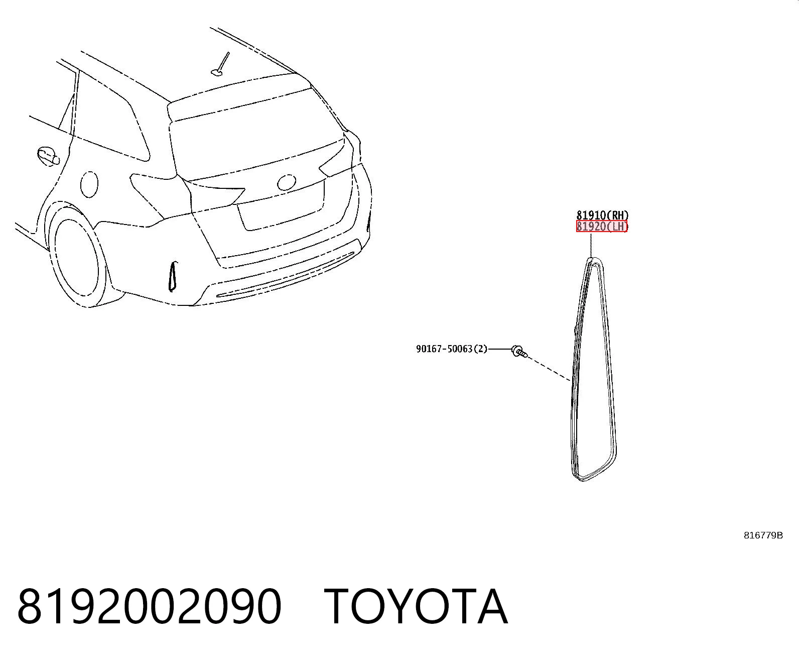 8192002090 Toyota Lampa odblaskowa zderzaka tylnego lewa