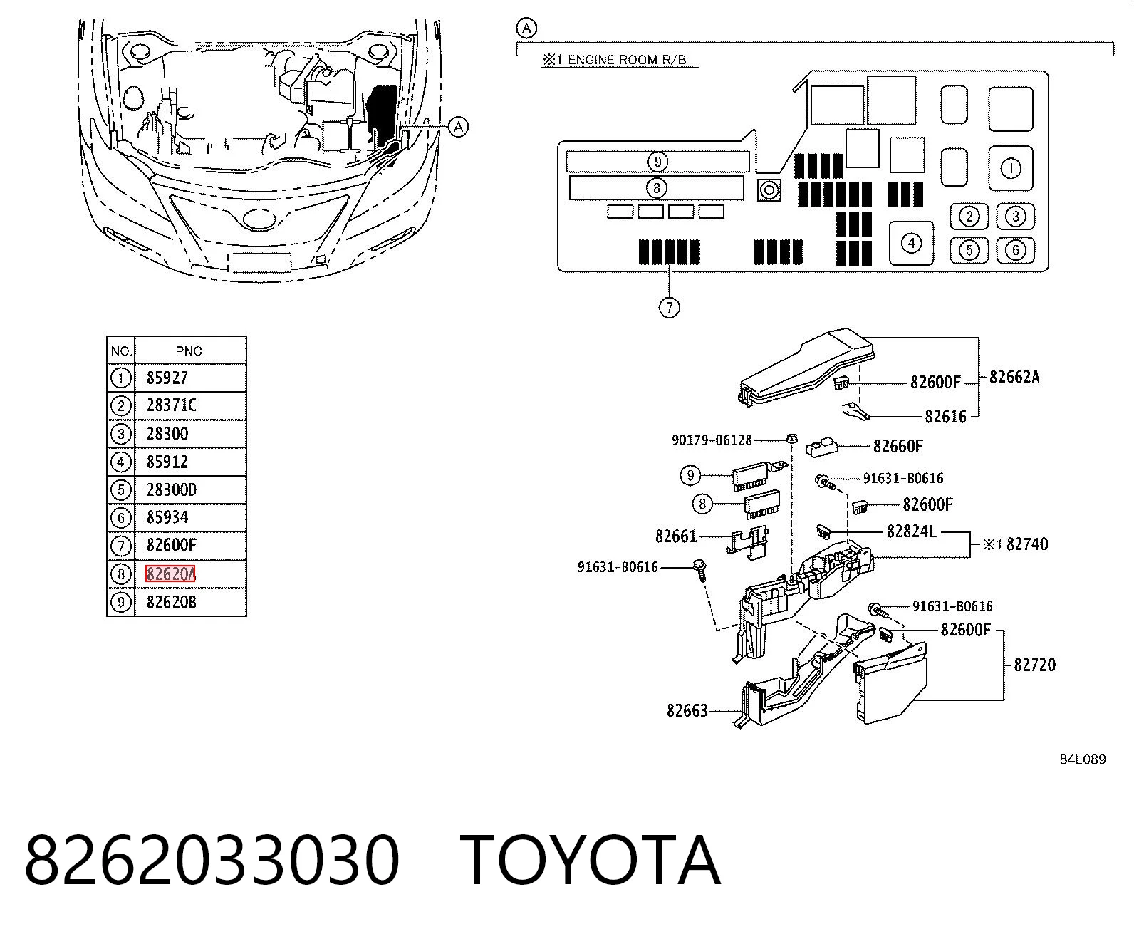 8262033030 Toyota Skrzynka bezpieczników
