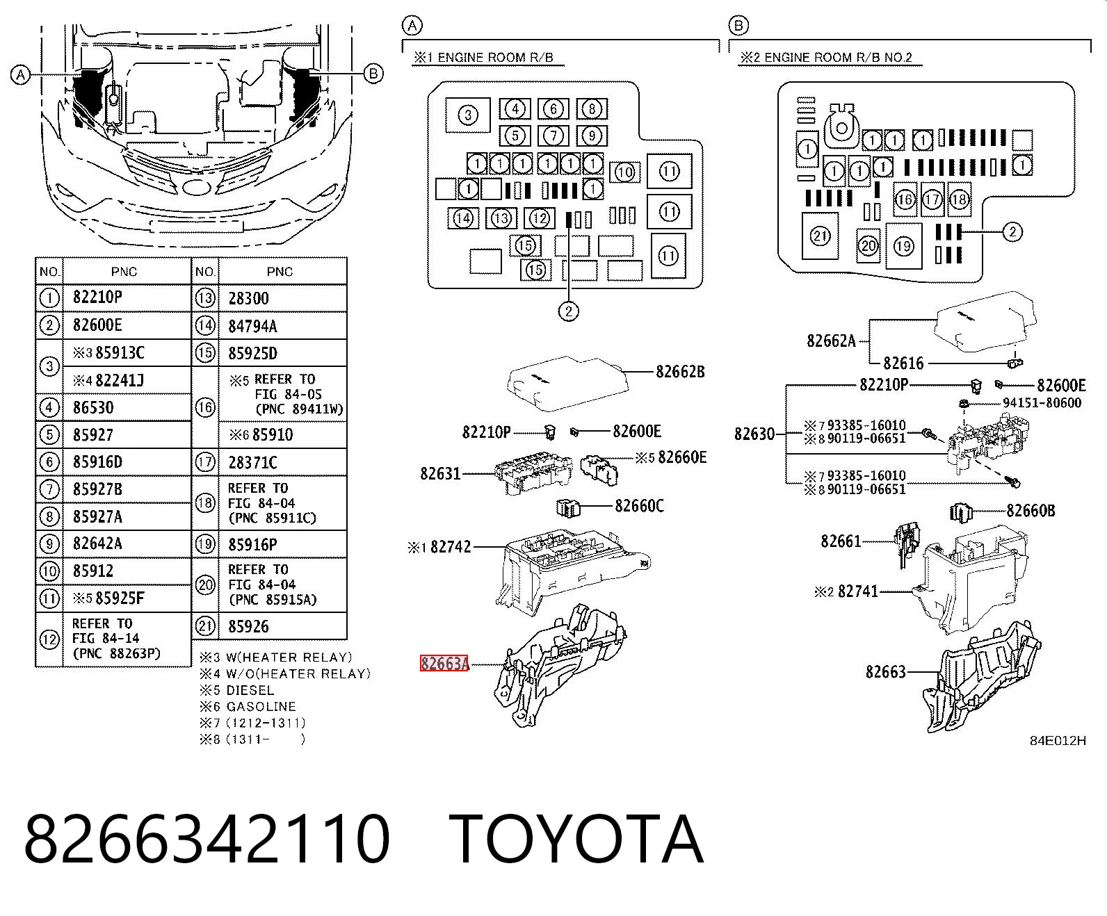 8266342110 Toyota Pokrywa skrzynki przekaźników