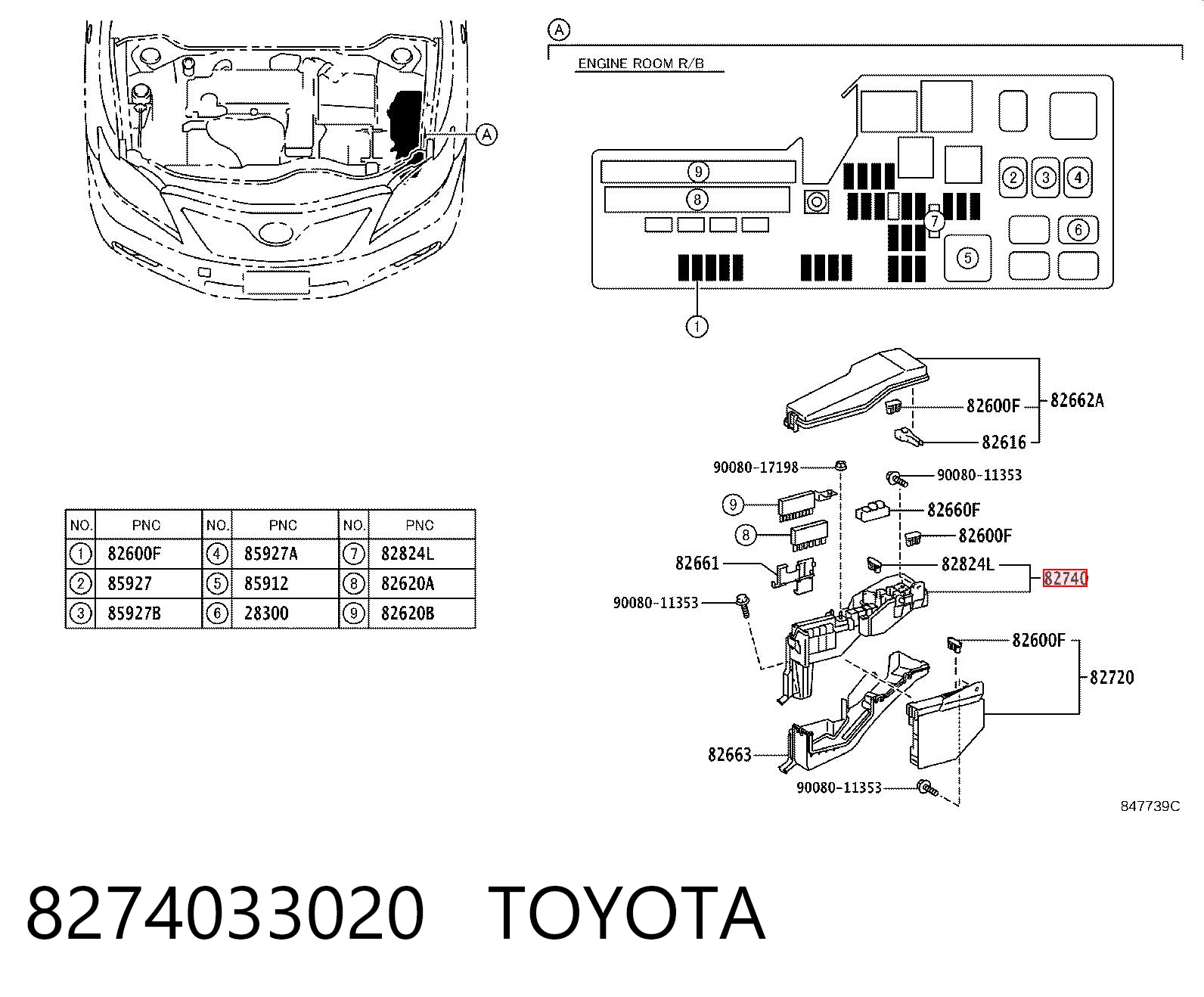 8274033020 Toyota Skrzynka bezpieczników