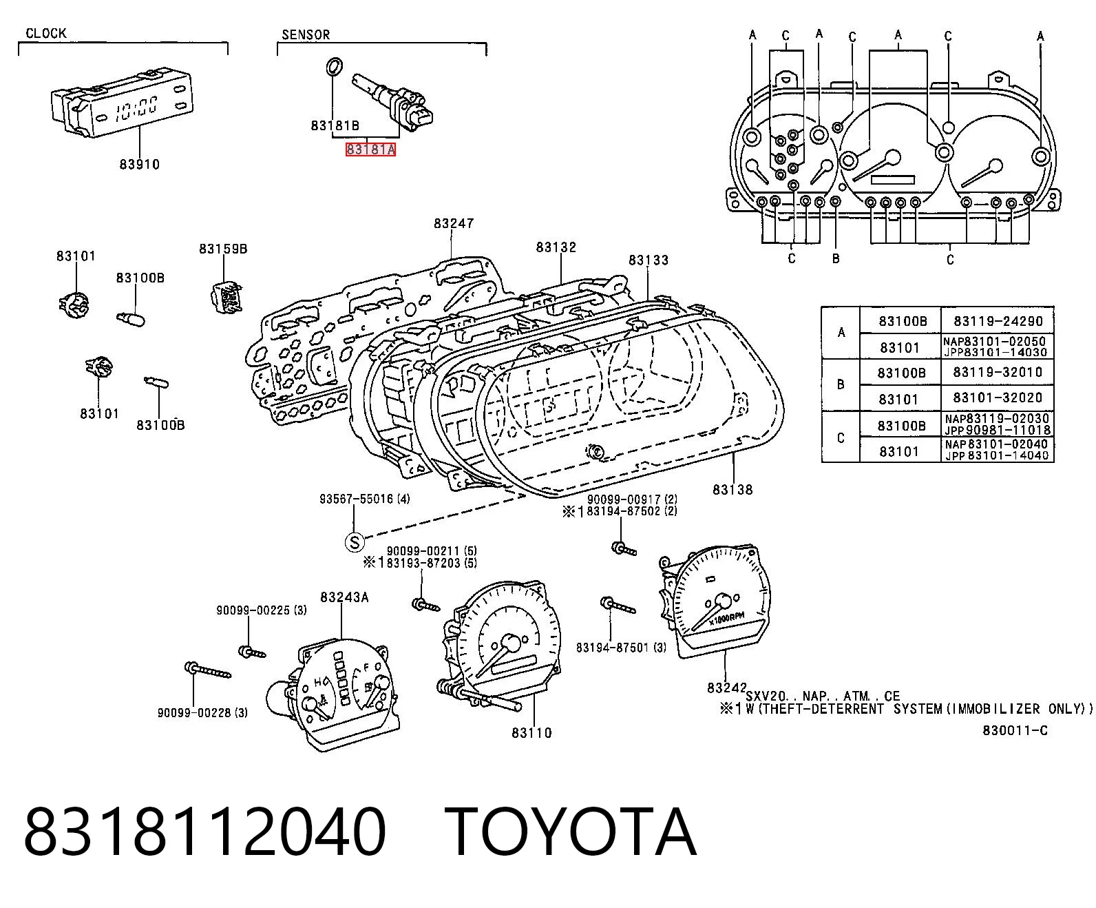 8318112040 Toyota Czujnik prędkości