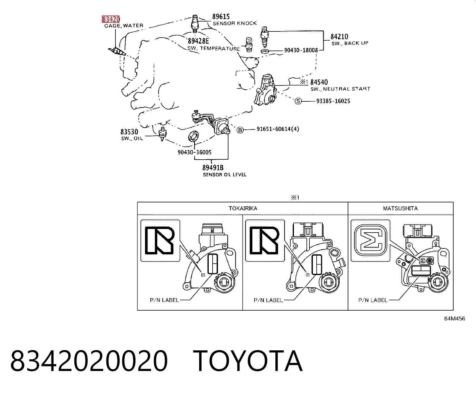 8342020020 Toyota Czujnik temperatury płynu chłodzącego