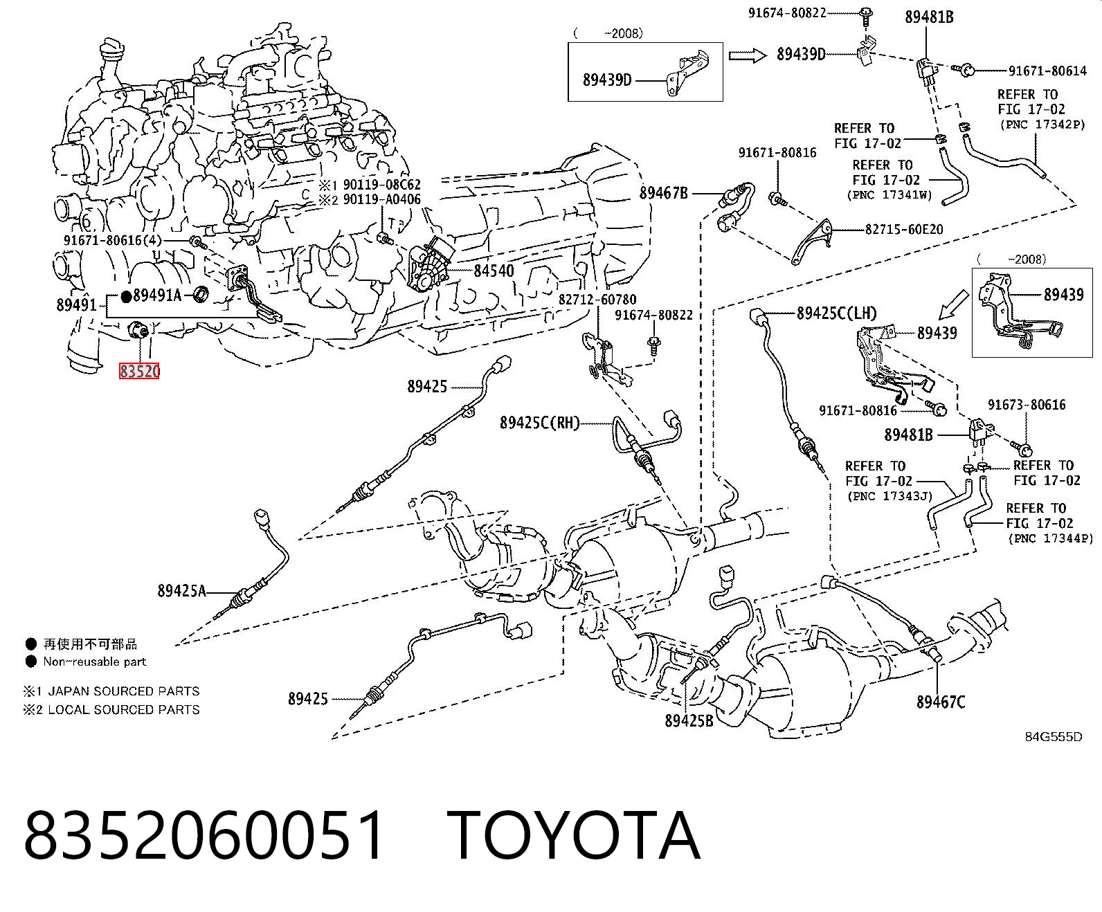 8352060051 Toyota Czujnik ciśnienia oleju