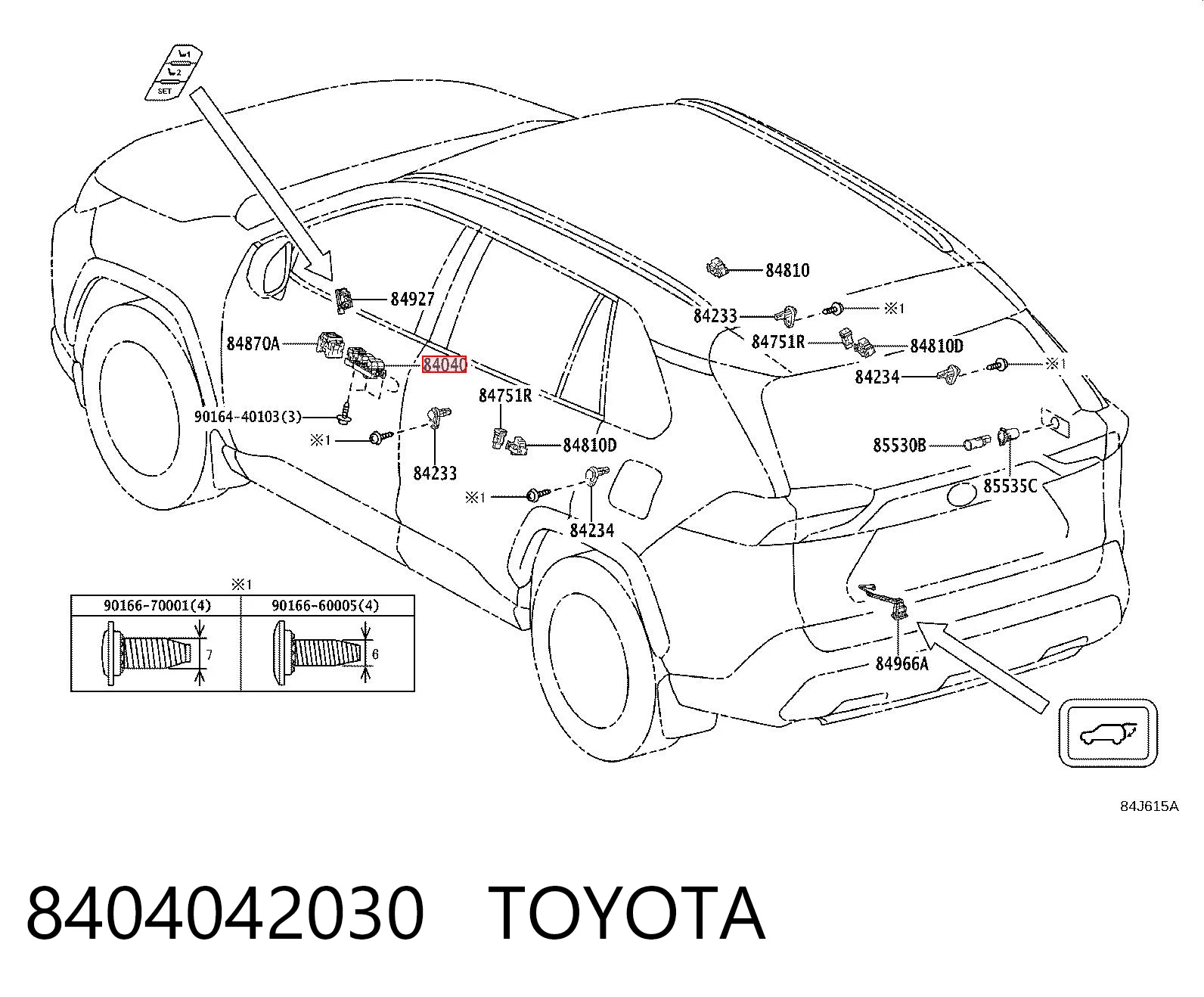 8404042030 Toyota Panel przyciskowy sterowania podnośnikiem szyby przedni lewy
