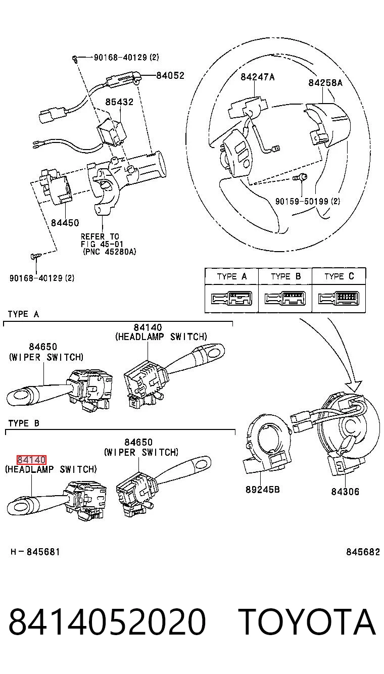 8414052020 Toyota Przełącznik zespolony lewy