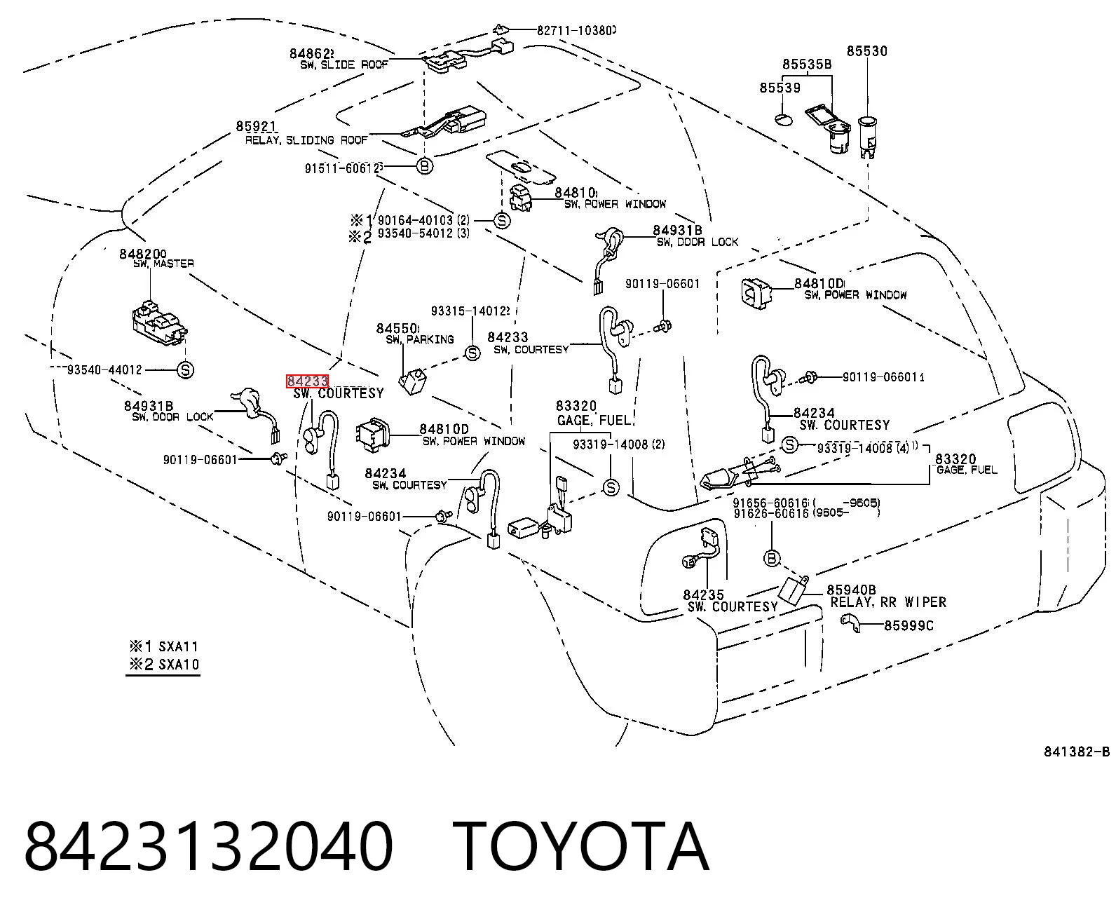 8423132040 Toyota Czujnik zamykania drzwi (wyłącznik krańcowy)