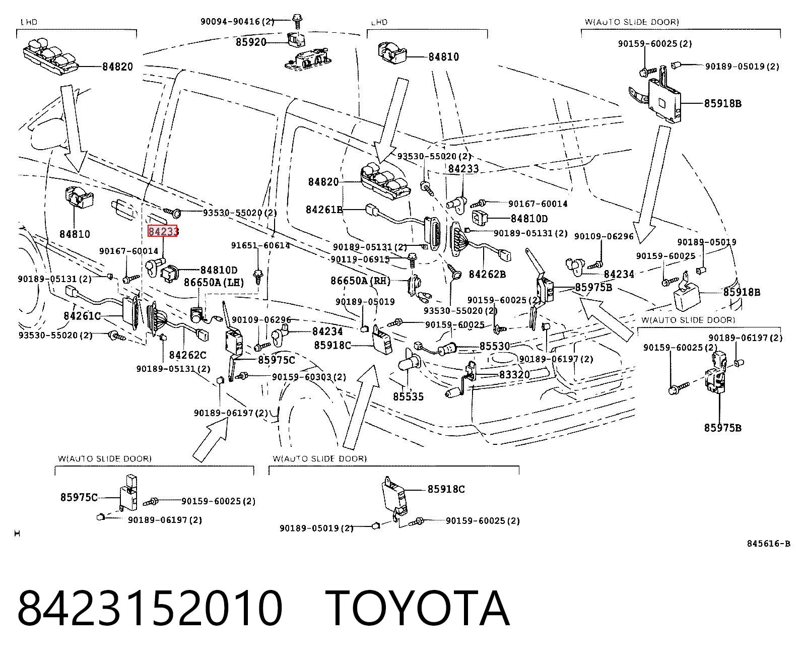8423152010 Toyota Czujnik zamykania drzwi (wyłącznik krańcowy)