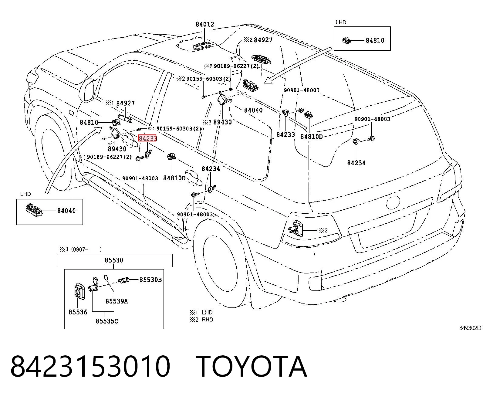 8423153010 Toyota Czujnik zamykania drzwi (wyłącznik krańcowy)