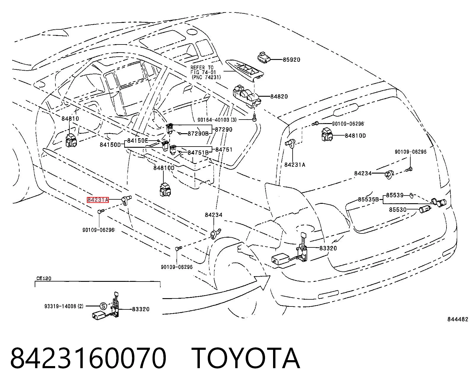 8423160070 Toyota Czujnik zamykania drzwi (wyłącznik krańcowy)