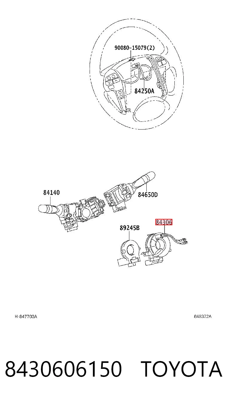 8430606150 Toyota Pierścień kontaktowy AIRBAG, taśma kierownicy