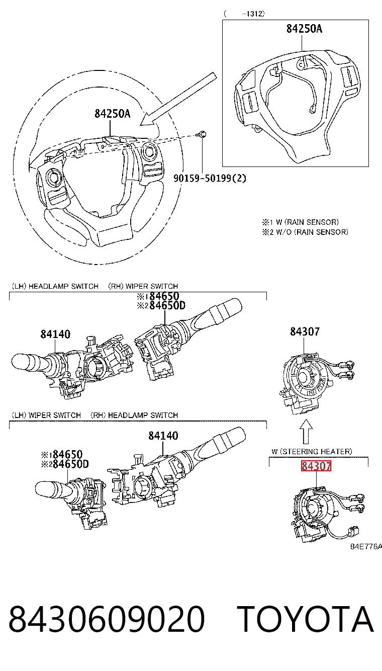 8430609020 Toyota Pierścień kontaktowy AIRBAG, taśma kierownicy
