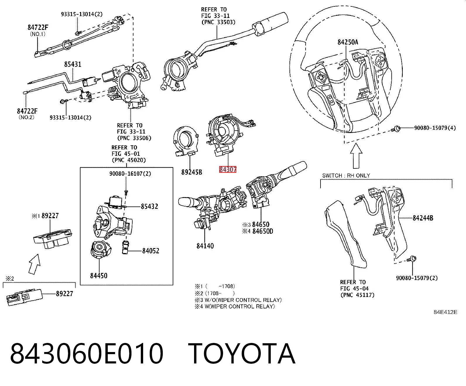 843060E010 Toyota Pierścień kontaktowy AIRBAG, taśma kierownicy