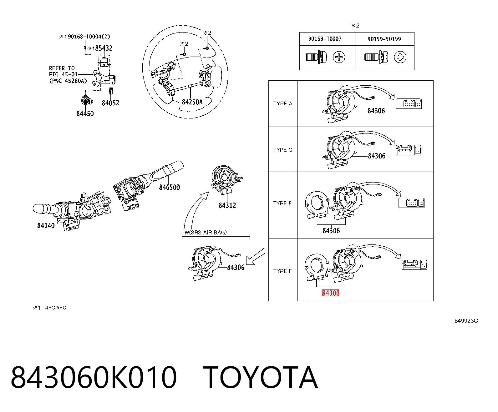 Do koszyka Pierścień kontaktowy AIRBAG, taśma kierownicy  Toyota Hilux  KUN25
