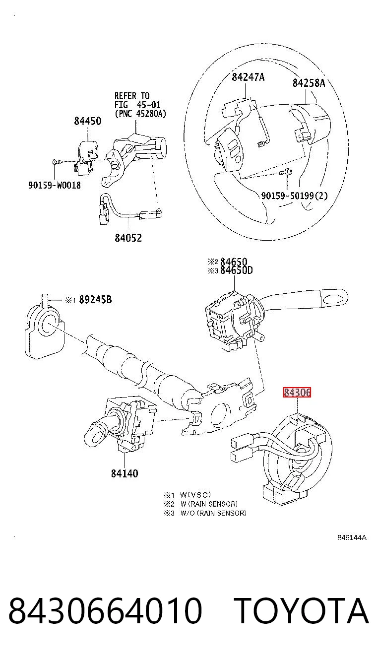 Do koszyka Pierścień kontaktowy AIRBAG, taśma kierownicy  Toyota Camry V V30