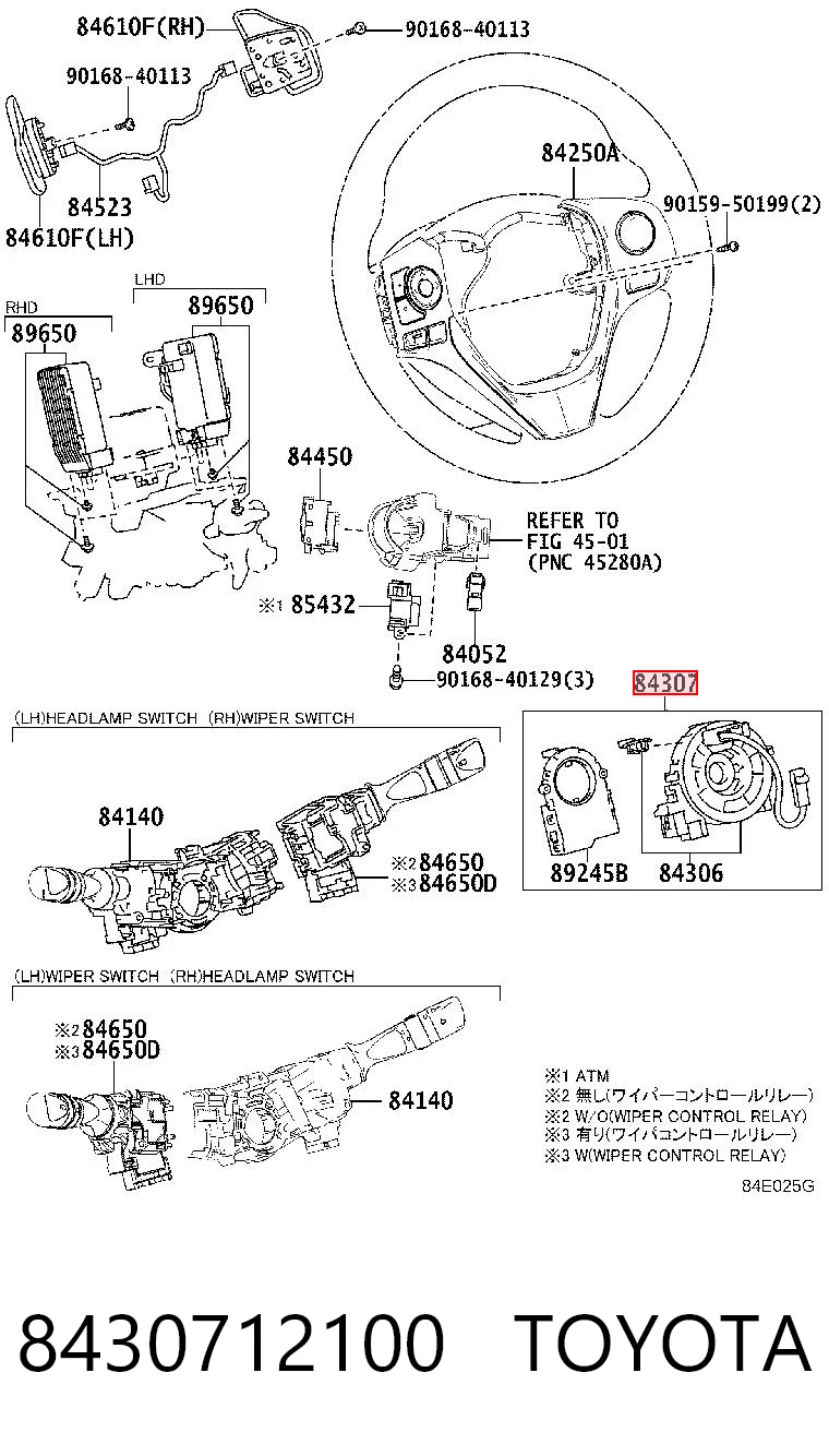8430712100 Toyota Pierścień kontaktowy AIRBAG, taśma kierownicy