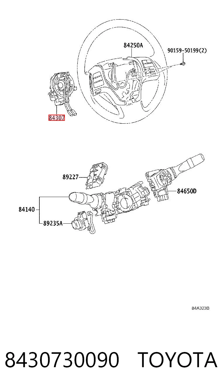 8430730090 Toyota Pierścień kontaktowy AIRBAG, taśma kierownicy