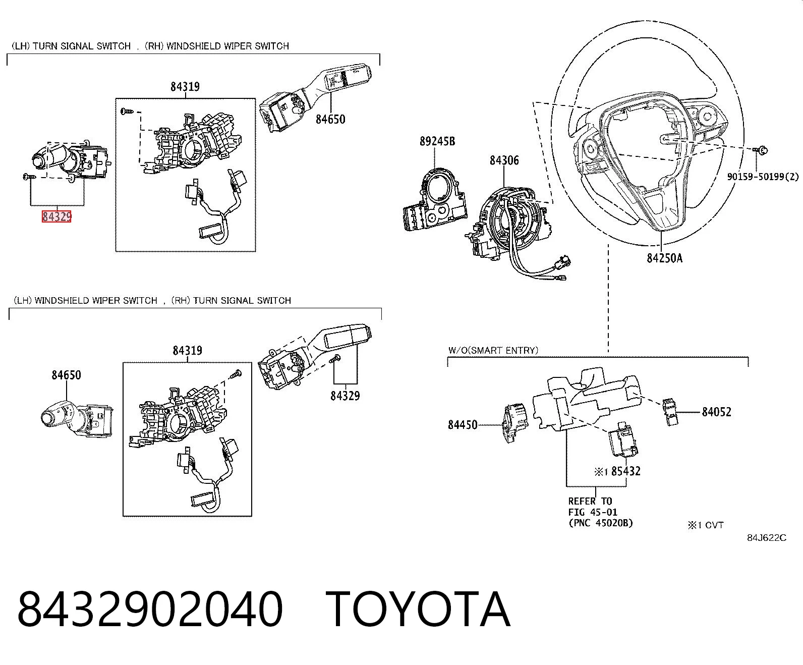 8432902040 Toyota Przełącznik zespolony lewy