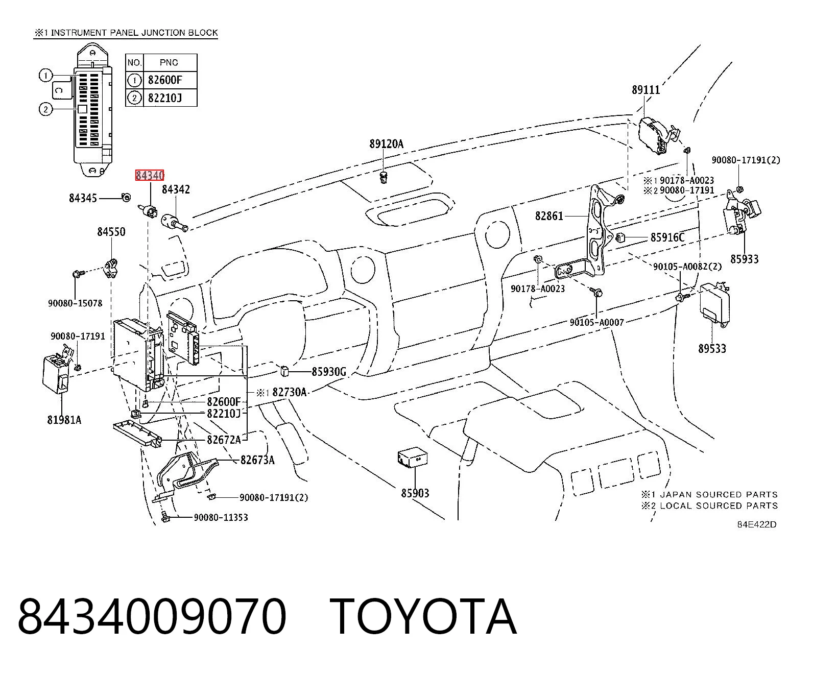 8434009070 Toyota Czujnik włącznika świała stop