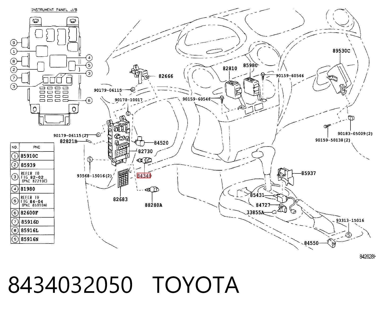 8434032050 Toyota Czujnik włącznika świała stop