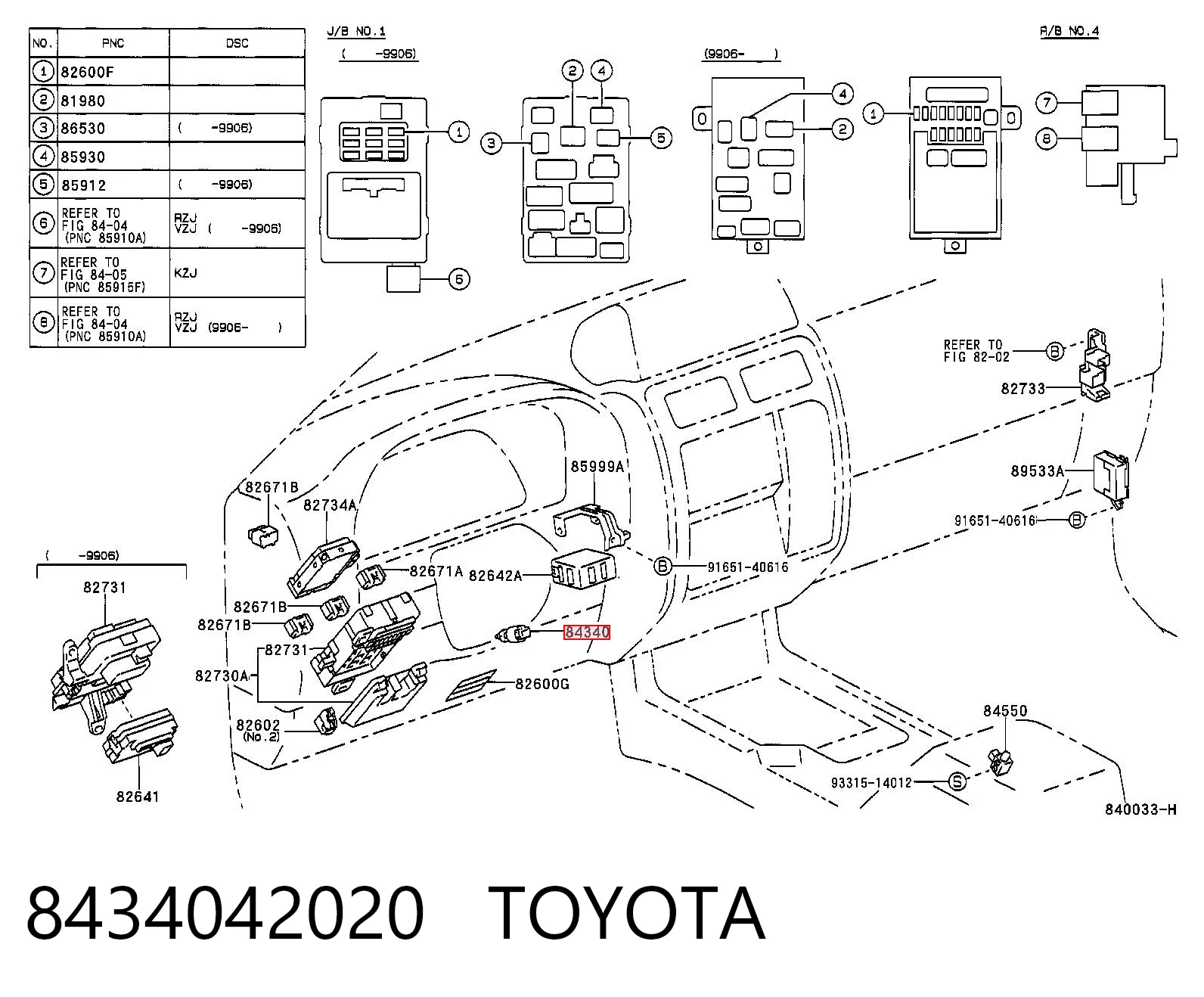 8434042020 Toyota Czujnik włącznika świała stop