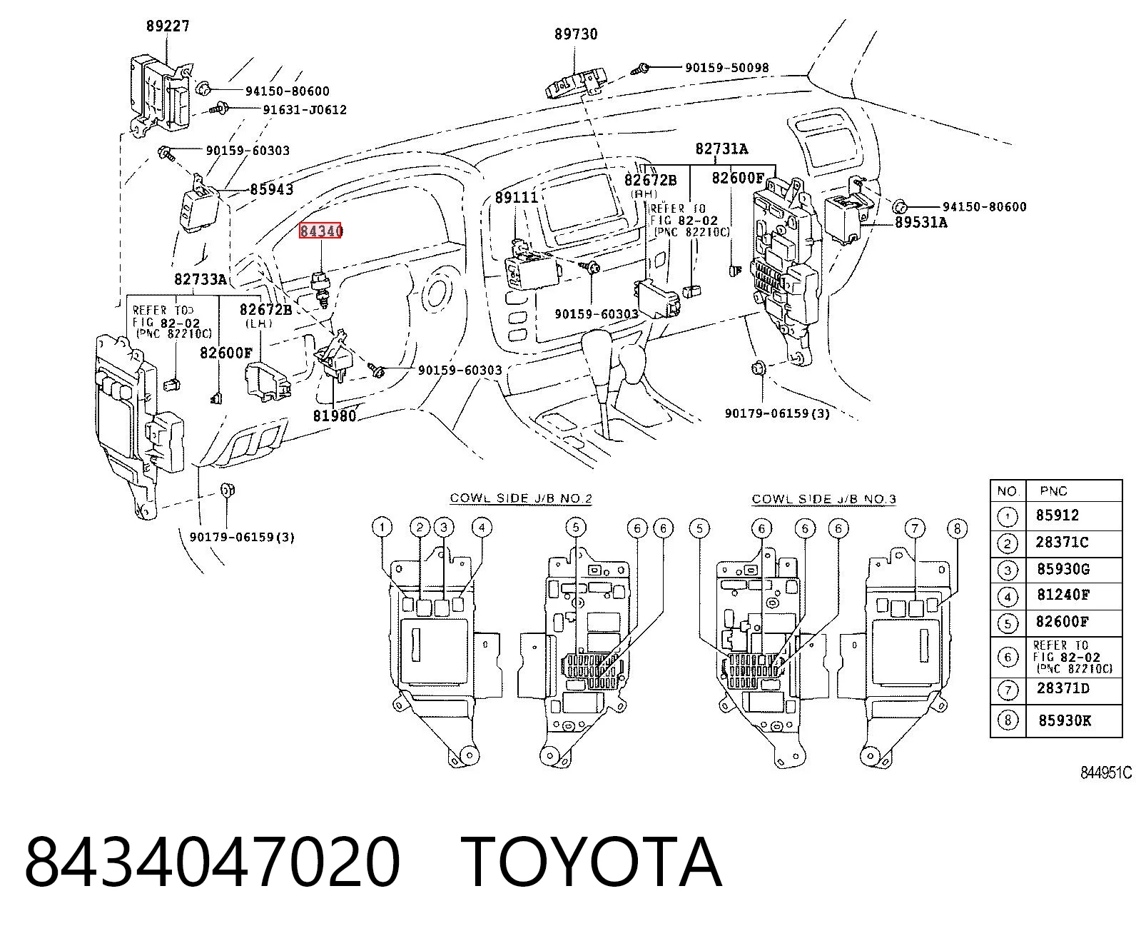 8434047020 Toyota Czujnik włącznika świała stop
