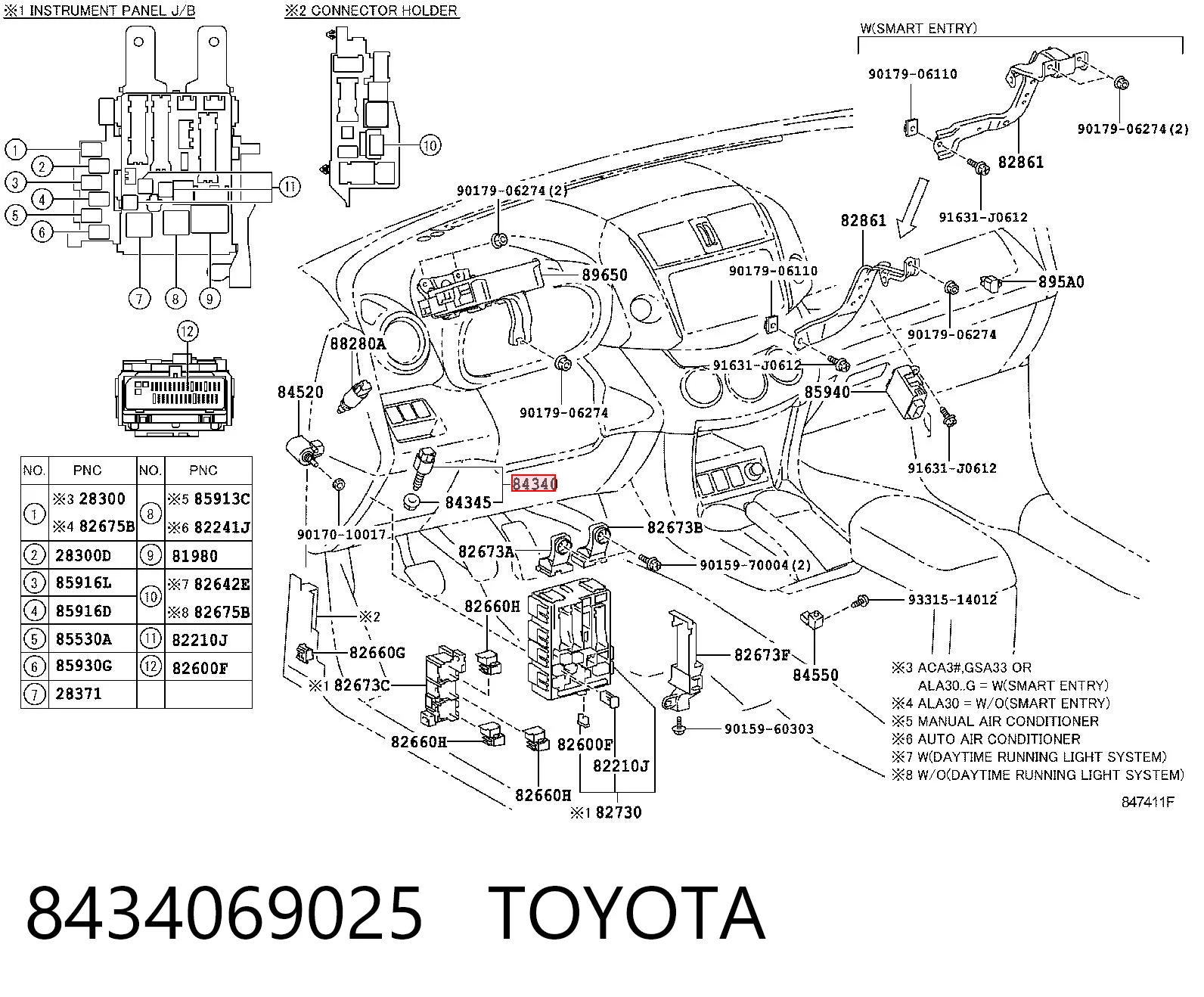 8434069025 Toyota Czujnik włącznika świała stop