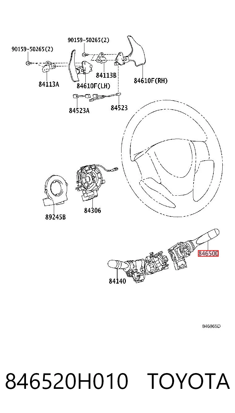 846520H010 Toyota Przełącznik zespolony prawy