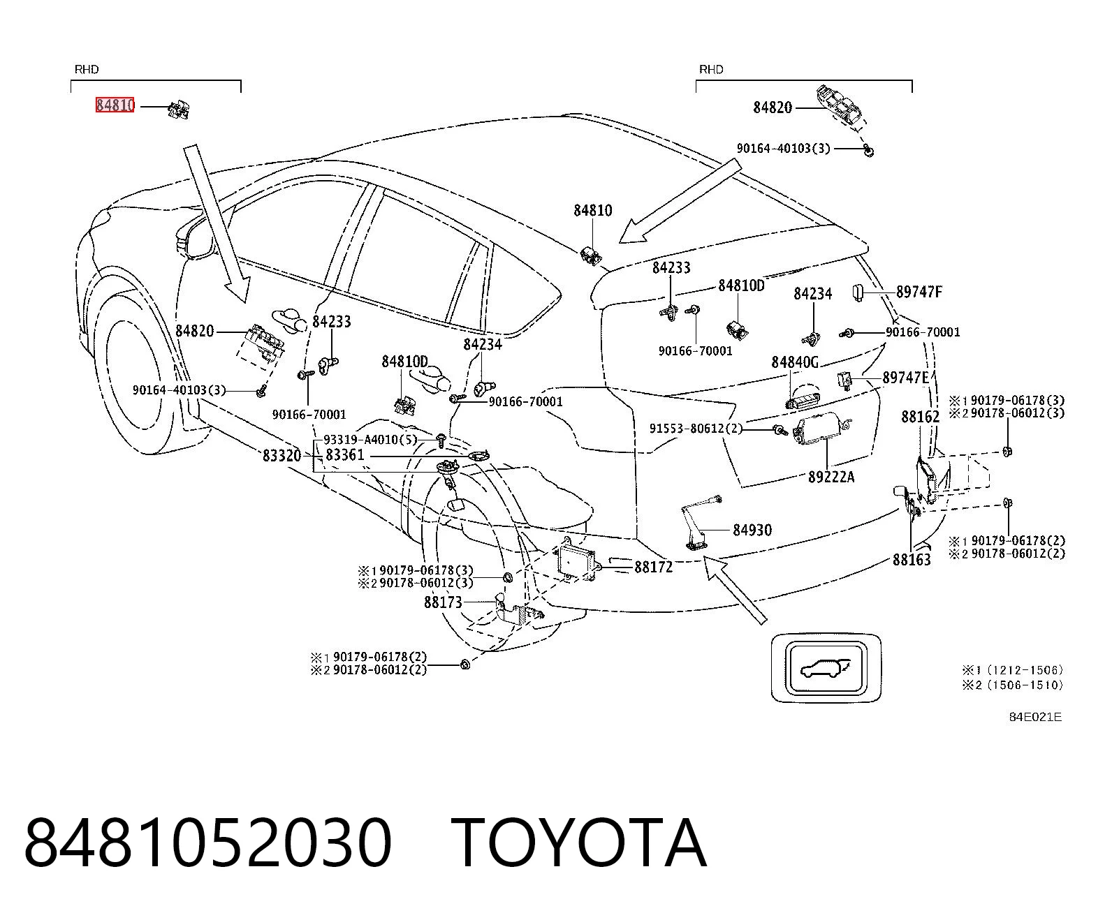 8481052030 Toyota Włącznik przyciskowy podnośnika szyby przedni prawy