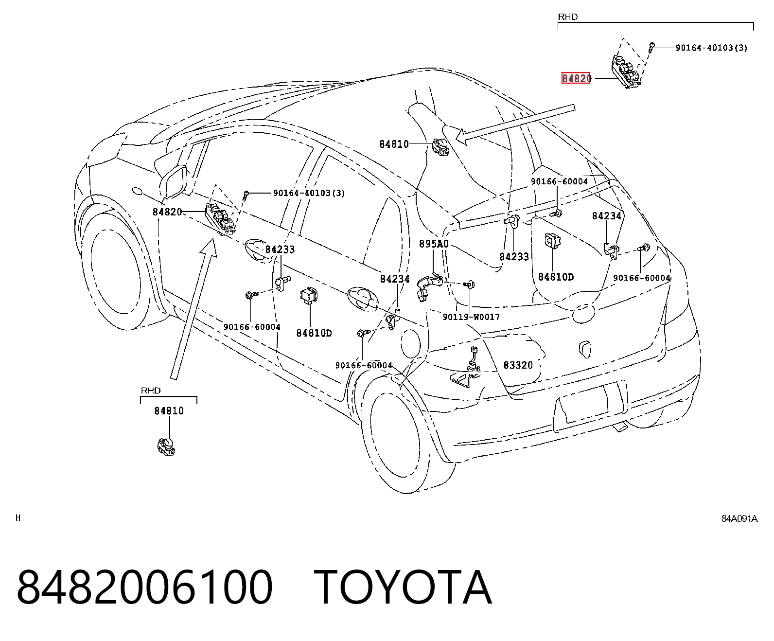 8482006100 Toyota Panel przyciskowy sterowania podnośnikiem szyby przedni lewy