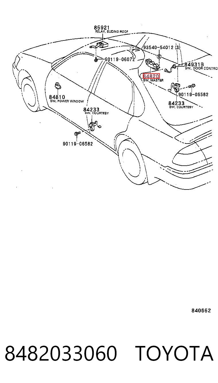 8482033060 Toyota Mechanizm podnoszenia szyby drzwi przednich lewych