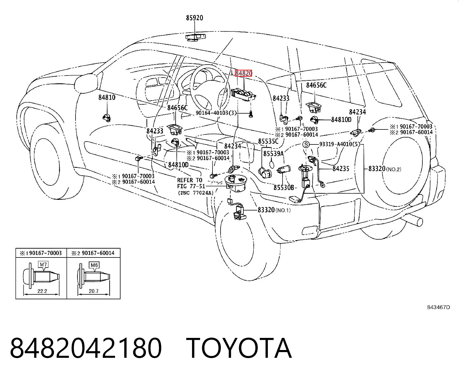 8482042180 Toyota Panel przyciskowy sterowania podnośnikiem szyb konsoli centralnej