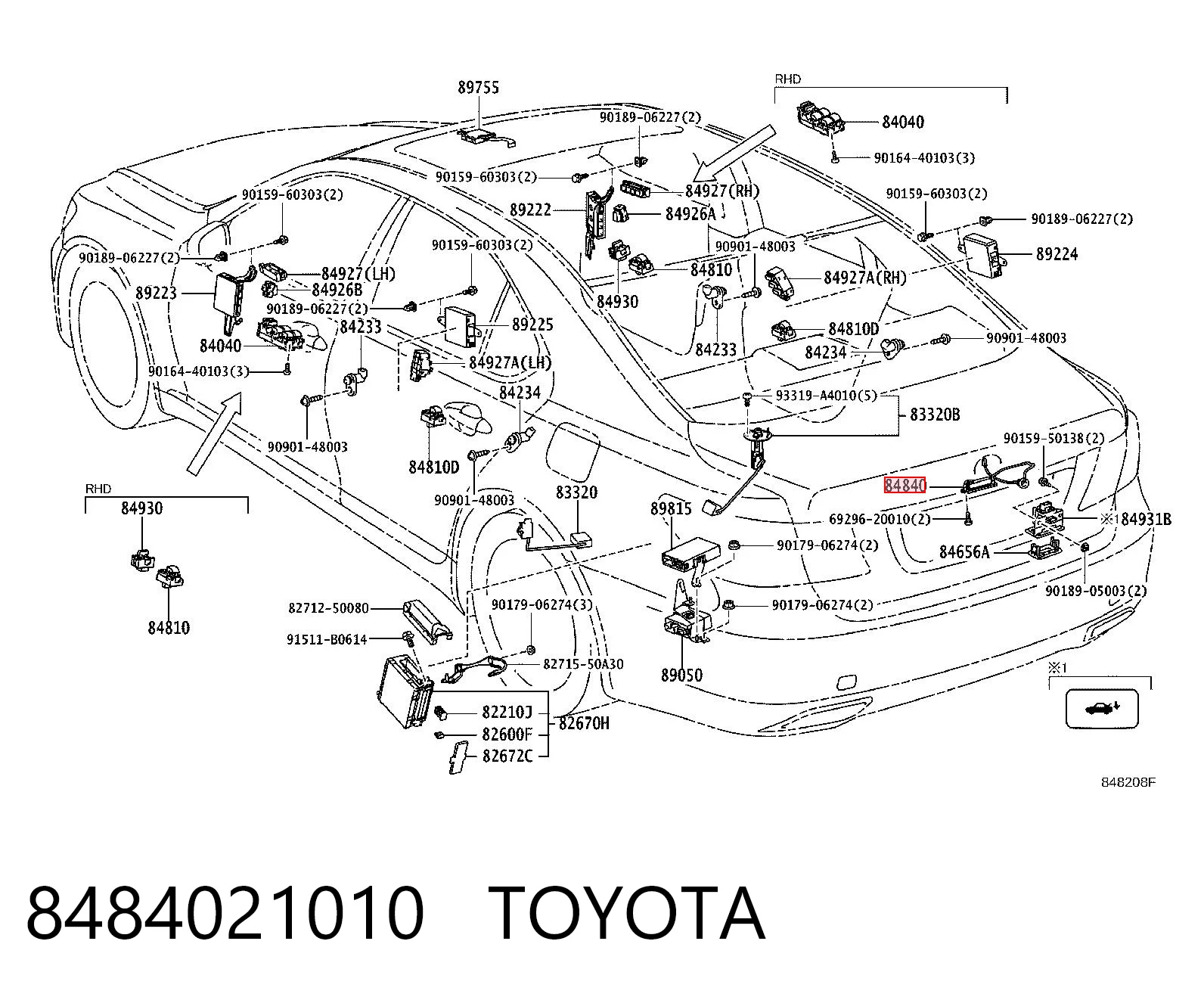 8484021010 Toyota Czujnik otwierania klapy bagażnika/drzwi tylnych