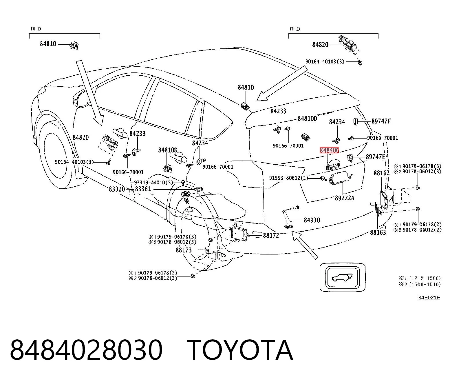 8484028030 Toyota Przycisk blokady klapy bagażnika (drzwi 3/5)
