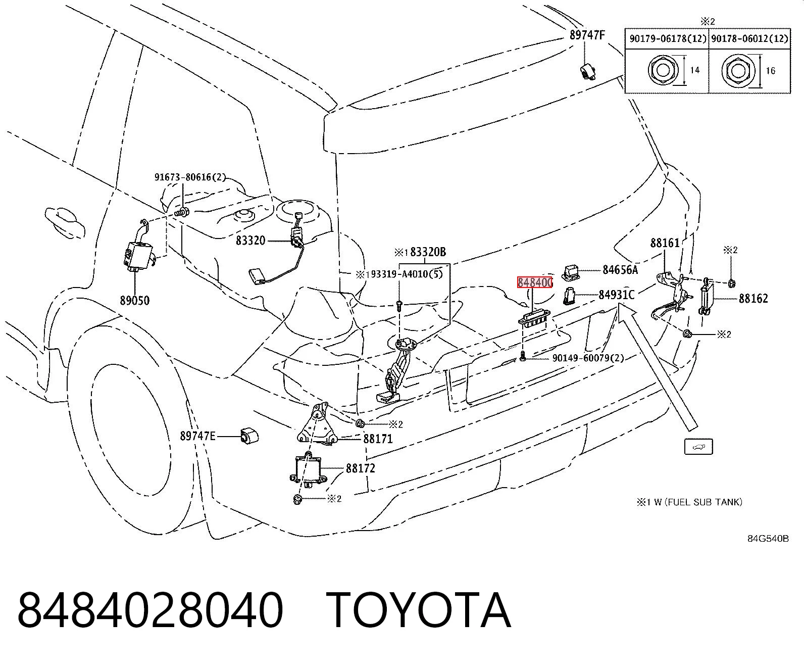8484028040 Toyota Przycisk blokady klapy bagażnika (drzwi 3/5)